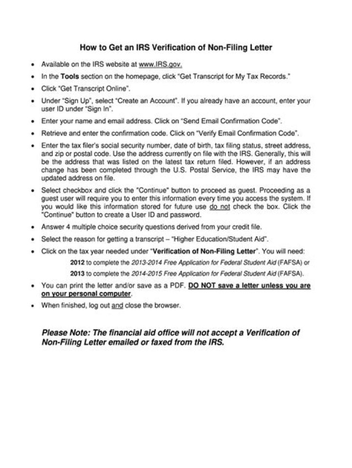 How do I verify a non filing letter?