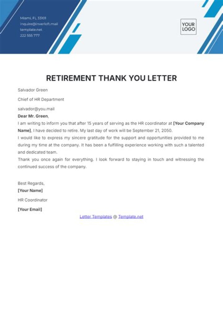 How do you say thank you after retirement?