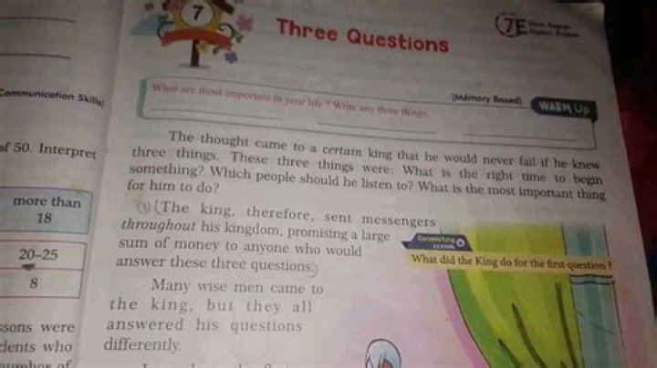 What answer did the king received for the first question?