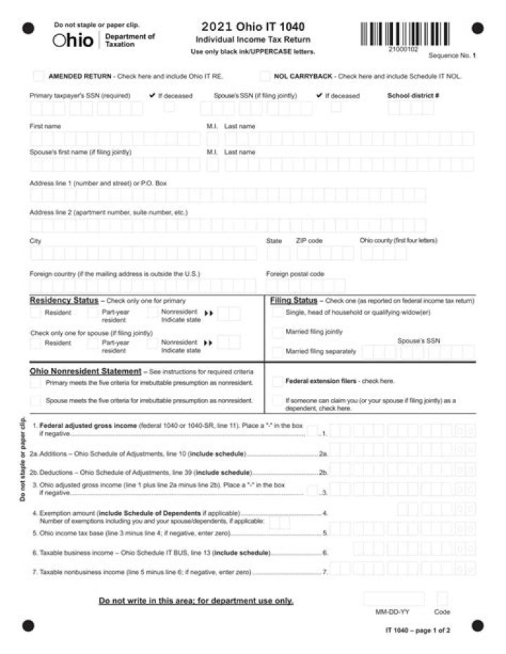 What is Ohio form it 942?