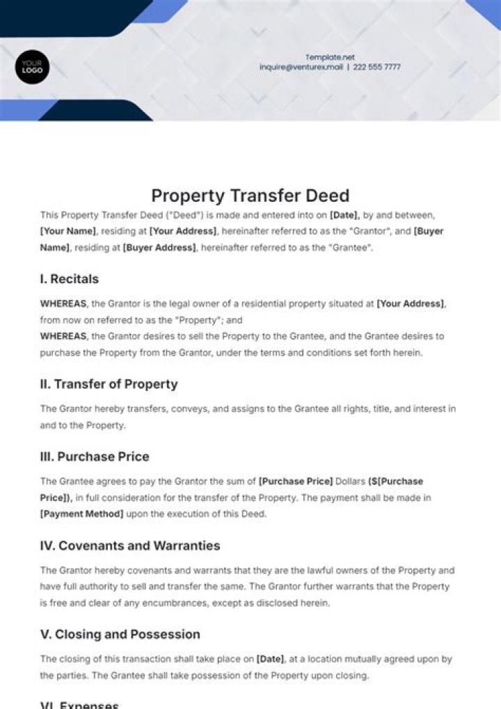 What is the process of transfer of property?